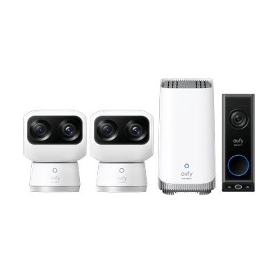 Indoor Cam S350 + HomeBase S380 + Video Doorbell E340 (Battery Powered) White