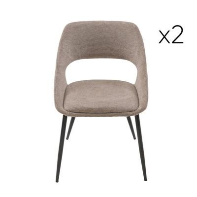 Set di 2 sedie in tessuto talpa con base in metallo - A52 cm - Talpa