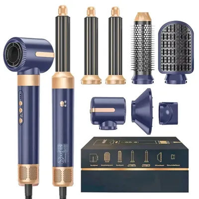 Professional 7 in 1 Auto Wrap Hair Dryer 1400W Powerful Straightener Hot Air Brush Hot Comb Multi Style High Speed Curling Iron