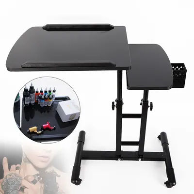 Mobile Salon Work Station with Adjustable Table Portable Tattoo Workbench Stand Beauty Rolling Trolley Tray Salon Furniture