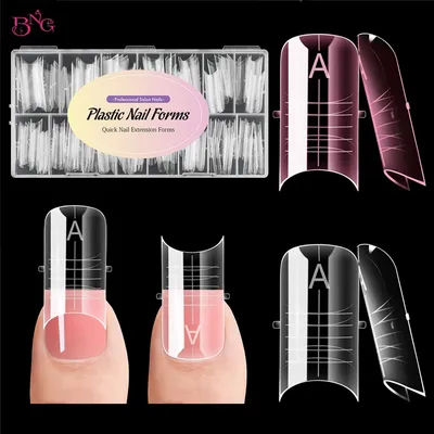 BNG orteils et ongles double formes pour Gel d'extension Poly et Gel constructeur 150 pièces moules à ongles courbe naturelle réutilisables pointes de couverture demi/complète