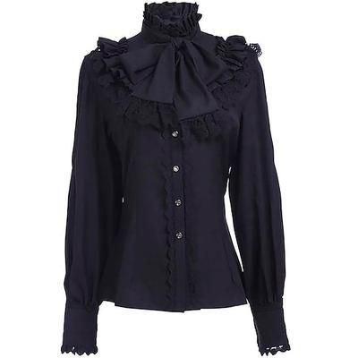Retrò Vintage Rococò Medievale Blusa / Camicia Manica a Balze Principessa Vampiro Regina Pizzo Fiocco Tinta unita Costume Per donna Costumi da pirata Reale Stile Steampunk Mascherata Casual Quotidiano