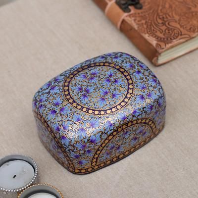 Lovely Garden,'Floral Papier Mache and Wood Decorative Box Painted by Hand'
