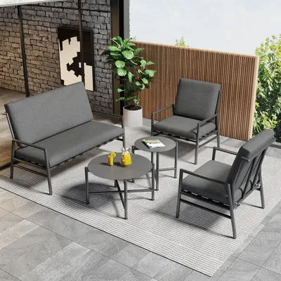 1 ensemble de meubles de Patio ensemble de meubles de Patio, ensemble de Patio modulaire ensemble de canapé sectionnel extérieur en osier ensemble de meubles de jardin