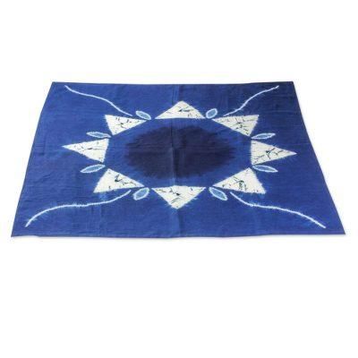Sumpango Kites,'White Kites on Indigo Cotton Batik Hand Crafted Table Cloth'