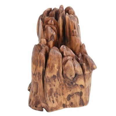 'Handcrafted Eco-Friendly Haldu Wood Sculpture from India'