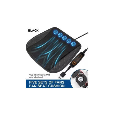 Universal USB Powered Car Seat Cooling Cushion Ventilated Summer Seat Pad With Fast Blowing Fans black 5 Fan