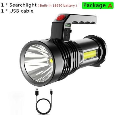 Portable USB Rechargeable 7 LED Flashlight: Waterproof Torch With COB Side Lights, 4 Modes, Power Display Outdoor Emer 028
