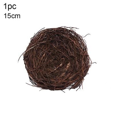 Easter Decoration: Round Rattan Bird Nest, Bunny Eggs, Artificial Vine Happy Easter Party Supply For Home Garden Decor Color: 1pc 12cm