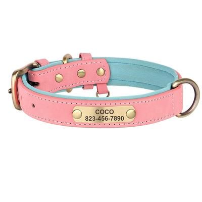 Custom PU Leather Dog Collar Leash | Free Engraving For Dogs L 5