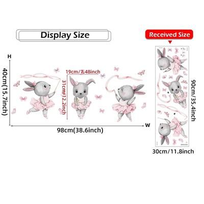 Baby Girls Room Wall Stickers: Pink Rabbit Decals For Bedroom Decoration 1