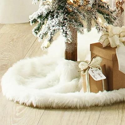 78 90 122cm Christmas Tree Skirts White Plush Mat Navidad Xmas Tree Base Mat New Year Home Decor 122cm In Diameter