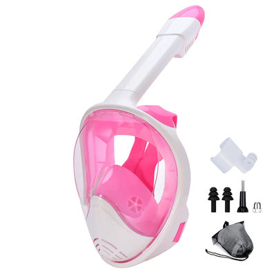 Full Face Snorkel Mask With Wide View And Camera Mount pinkwhite l xl
