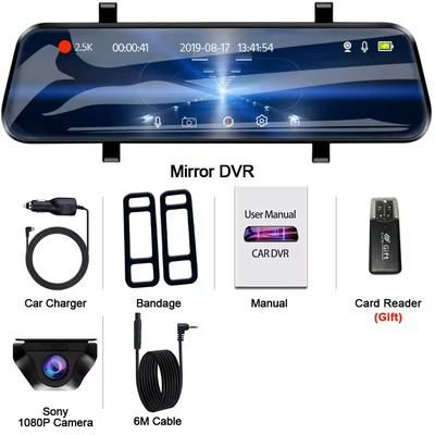 2.5K Mirror Dash Camera With Touch Screen And Parking DVR a37 6m Sony Rcc 128gb