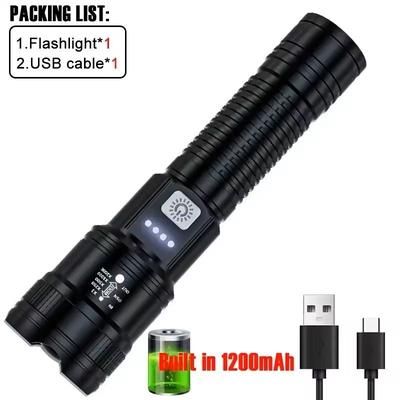 High Power LED Flashlight With Zoom And USB Charging xhp50 Flashlight