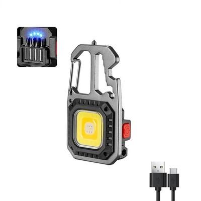 Mini LED Flashlight: Rechargeable Keychain Lamp For Outdoor Camping | Portable Pocket Tool With Screwdriver & Safety Ham Grey 1PC