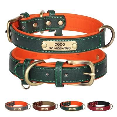 Custom PU Leather Dog Collar Leash | Free Engraving For Dogs L 4