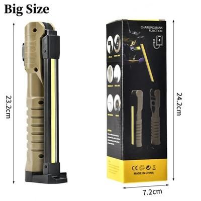 1000 Lumens USB Rechargeable LED Work Light With Power Capacity Indicator Handheld Flashlight For Outdoor Car Repair Khaki Big