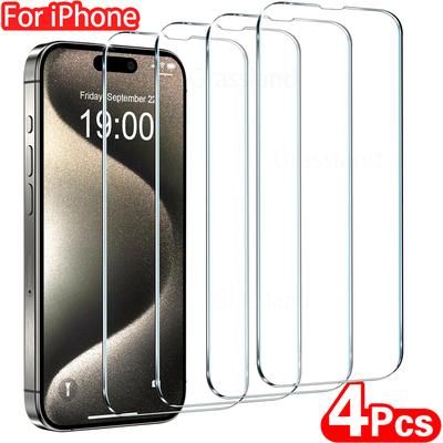 4Pcs Tempered Glass For IPhone 16 15 14 13 12 11 Pro Max Screen Protector For IPhone 7 8 Plus X XS Max XR Protective Glass Film for Iphone 15 4 Pieces