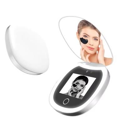 UV Mirror With Light And 2X Magnification Pocket Sunscreen Testing Camera white