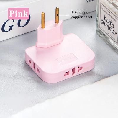 Plug 180 Rotatable Socket Adapter 3 in 1 US Extension Plug With Dual USB Ports, Multi Plug Mini Wireless Adapter Outlet pink 2pcs