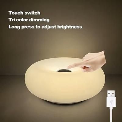 Modern USB Table Lamp Donut Ambient Bedroom Accent Light white