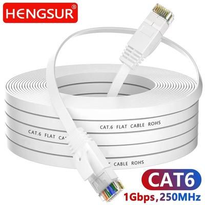 HENGSUR High Speed Flat Cat6 Ethernet Cable 5M To 30M RJ45 LAN Patch Cord For Router, Modem, And Gaming 30m white