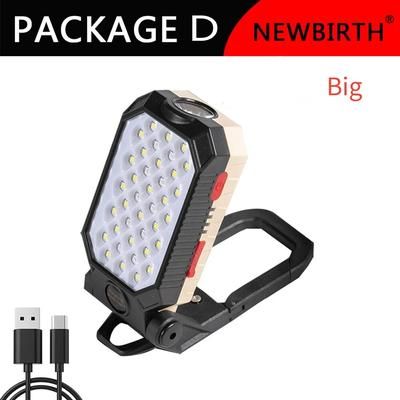 Cob Work Light: Portable LED Flashlight With USB Recharge, Waterproof Camping Lantern, Magnet Design & Power Display big Size 38SMD