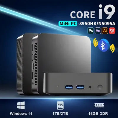 2025 Mini PC Core i9 8950HK N5095A Windows 11 Pro Desktop Pc Gaming Computer 16GB DDR4 1TB SSD WiFi6 BT5.2 4K Portable Pc