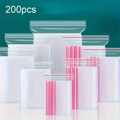 200pcs PE Self Sealing Bags Bead Storage Diamond Painting Plastic Bag Plastic Vacuum Bag Transparent Self Adhesive Seal Bag Gift