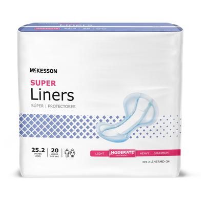 McKesson Super Incontinence Liner 25-1/5 Inch Length Moderate Absorbency Polymer Core One Size Fits Most (1187897_CS)