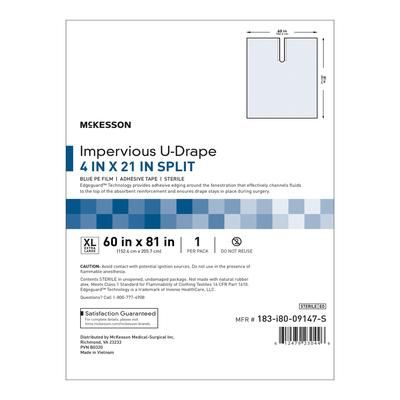 McKesson Orthopedic Drape Impervious U-Drape 60 W X 81 L Inch Sterile (1101289_CS)