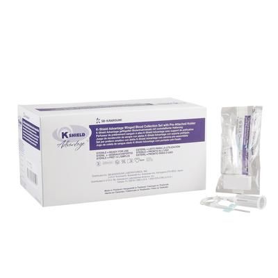 K-Shield Advantage Blood Collection Set with Holder 21 Gauge 3/4 Inch Needle Length Safety Needle 12 Inch Tubing Sterile (873721_CS)