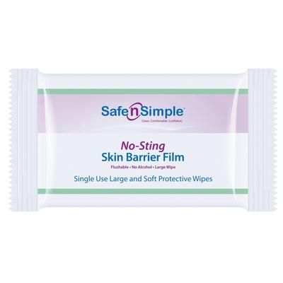Safe N Simple No-Sting Skin Barrier Wipe 60% / 20% Strength Purified Water / Polyvinylpyrrolidone / Glycerin / Propylene Glycol Individual Packet Larg