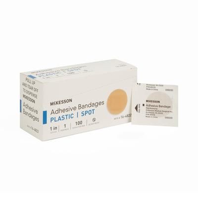 McKesson Adhesive Spot Bandage 1 Inch Plastic Round Tan Sterile (466877_CS)