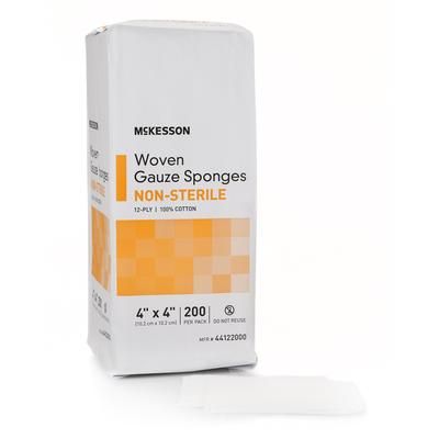 McKesson Gauze Sponge 4 X 4 Inch 12-Ply NonSterile 200 per Pack (440343_BG)