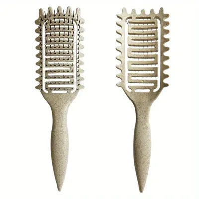 3 In 1 Curl Define Styling Brush, Hair Comb For Tangled Hair, Hollow Out Brush For Shaping Defining Curls 1pc Beige