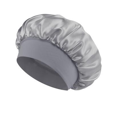 Soft Silk Satin Lined Bonnet For Sleeping, Large Satin Hair Bonnet For Women, Shower Cap & Hair Wrap For Long Hair grey