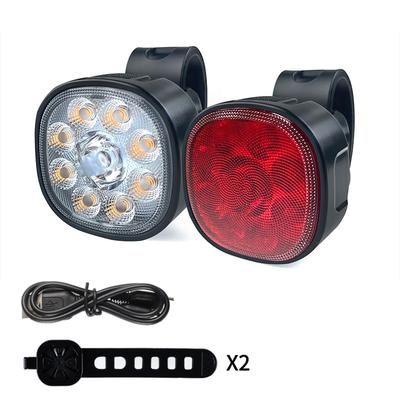 Rechargeable Bike Lights Set, High Brightness LED Bicycle Front & Rear Lamp, Type C USB MTB Cycling Safety Light pair