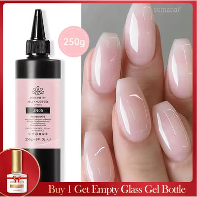 BORN PRETTY 10 In 1 Glue Gel Nail Polish With Rubber Base And Super Bright Top Coat jelly Nude Gel Jn03
