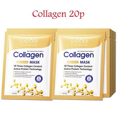 Hyaluronic Acid Collagen Face Mask Korean Sheet Masks For Deep Moisturizing, Firming Hydrating Skincare collagen 20 Pcs
