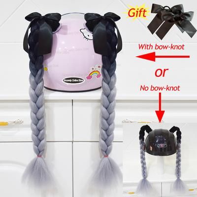 Twist Dual Pigtail Wig For Motorcycle Helmet, Women Braided Hairpiece With Sucker Attachment For Motorbike Helmets 2pcs B37(no Helmet)