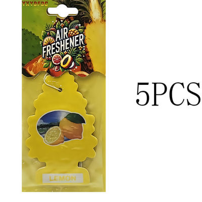 Natural Scented Car Air Freshener Hanging Perfume Fragrance Christmas Tree For Auto Interior 5pcs lemon