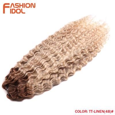 Ariel Hair Water Wave Crochet Braids, Synthetic Twist Curly Hair Ombre Blonde Brown Deep Wave Braiding Hair Extensions tt linen(48) 24inches 60cm