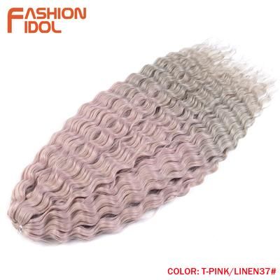 Ariel Hair Water Wave Crochet Braids, Synthetic Twist Curly Hair Ombre Blonde Brown Deep Wave Braiding Hair Extensions t pink linen37 24inches 60cm
