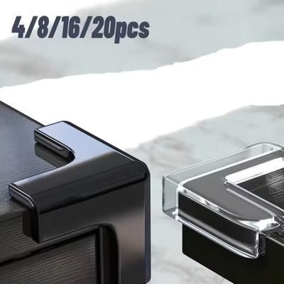 Silicone Corner Protectors For Furniture Baby Safety Cushions 4 To 20 Pack Clear Or Black t Shap Black 16pc