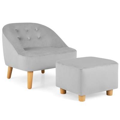 Soft Velvet Upholstered Kids Sofa Chair With Ottoman, Toddler Lounge Seat With Storage Ottoman For Bedroom, Playroom Soft Velvet Upholstered Kids Sofa Chair With Ottoman, Toddler Lounge Seat With Storage Ottoman For Bedroom, Playroom