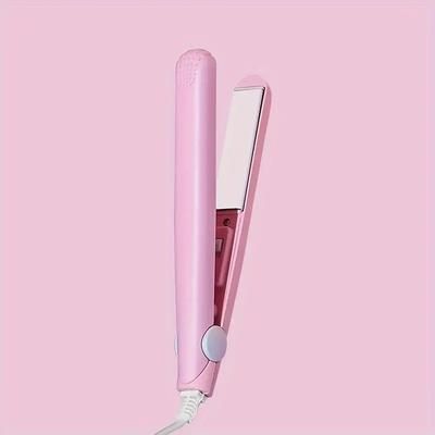 Quick Heating Mini Hair Straightener, Non Damaging Ceramic Plate Bangs Clip For Curling & Multi Color Styling pink