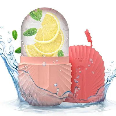 Ice Face Roller & Beauty Massage Mold, Silicone Ice Cube For Puffiness, Pores & Glowing Skin pink