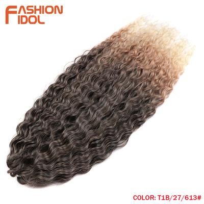 Ariel Hair Water Wave Crochet Braids, Synthetic Twist Curly Hair Ombre Blonde Brown Deep Wave Braiding Hair Extensions t1b 27 613 24inches 60cm